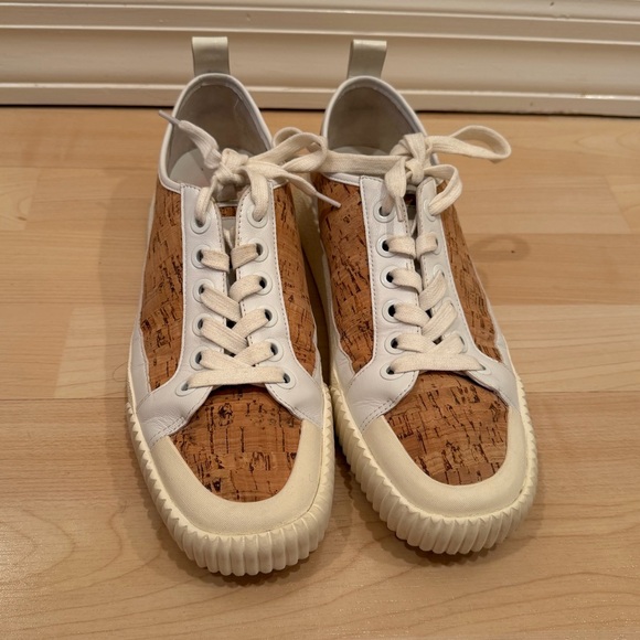 Veronica Beard Parise Leather Trim Cork Sneakers Low Top Lace Up size 10M EUC - Picture 6 of 11
